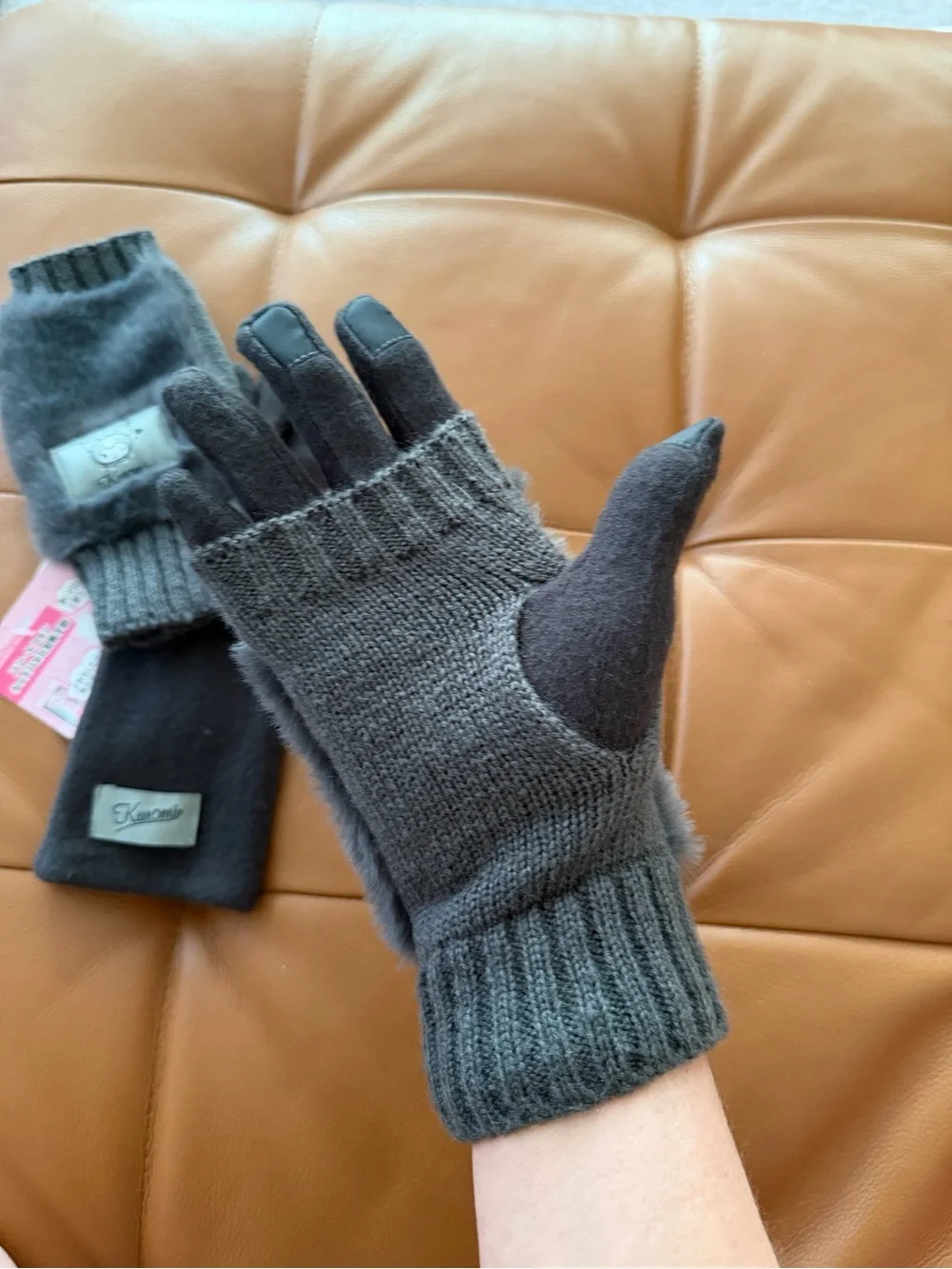 Original Sanrio Kuromi Convertible Fingerless Gloves - Size: L Kids / S Adults